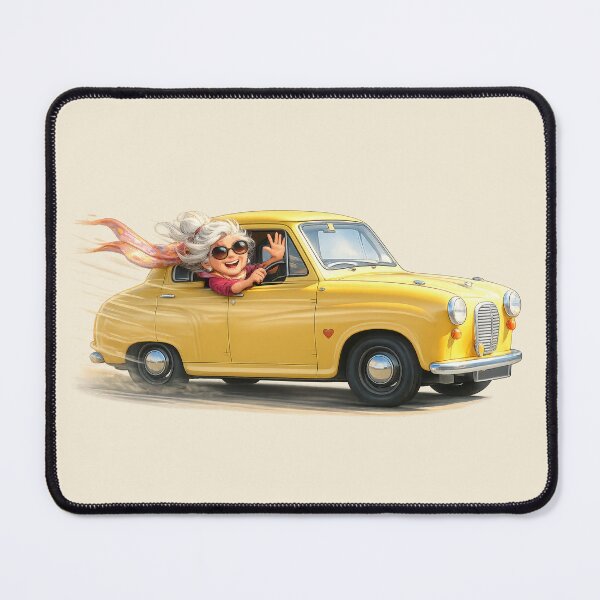 Item preview, Cool Granny in Her Austin A35 — A Little Old Lady Cartoon designed and sold by kornkobart.