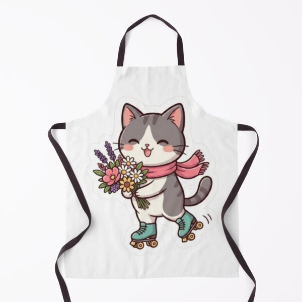 Item preview, Cute Roller Skating Cat with Flowers Sticker | Kawaii Kitty Cartoon designed and sold by PrintforDesign.