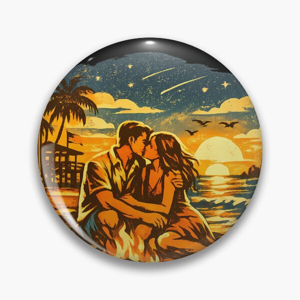 Item preview, Surf Couple Vintage Beach Vacation Couple designed and sold by OliviaHayesArt.