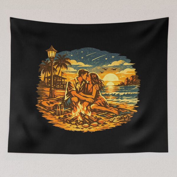 Item preview, Surf Couple Vintage Beach Vacation Couple designed and sold by OliviaHayesArt.