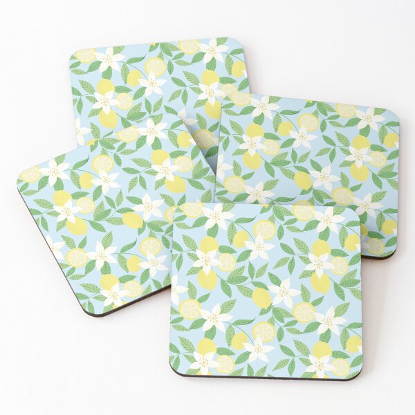 Item preview, Lemon Blossom Pattern  Citrus Floral Blue Botanical Summer Design designed and sold by anigui.