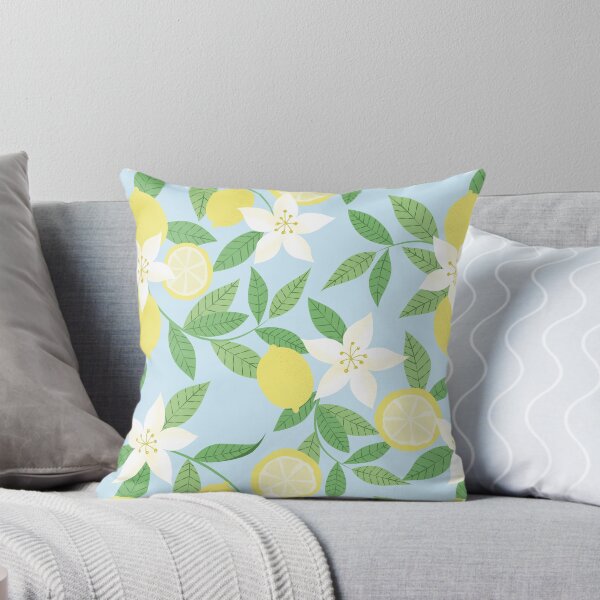 Item preview, Lemon Blossom Pattern  Citrus Floral Blue Botanical Summer Design designed and sold by anigui.