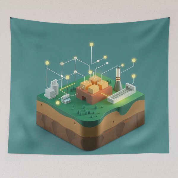 Item preview, Smart Tech Floating Island Network Illustration designed and sold by IntelliMindDesigns.