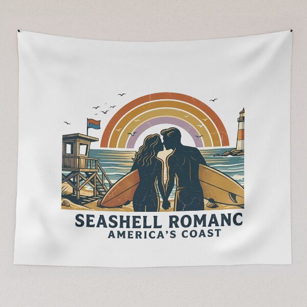 Item preview, Ocean Breeze Vintage Beach Vacation Couple designed and sold by OliviaHayesArt.