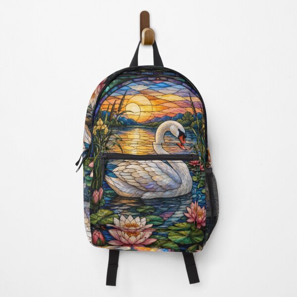 Item preview, Swan and Water Lilies Stained Glass Window Design designed and sold by pinkal.