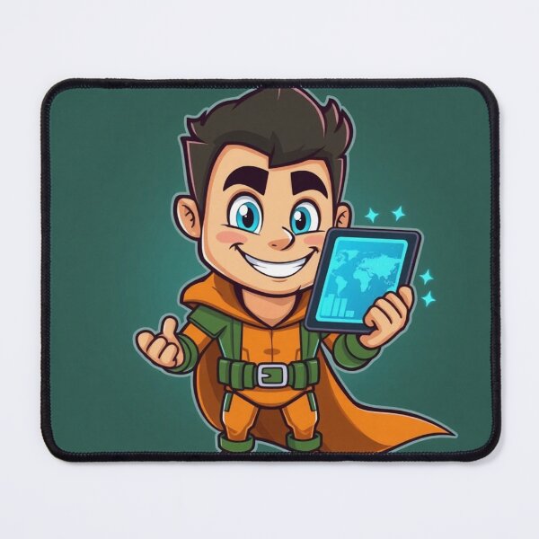 Item preview, Happy Cartoon Tech Boy With Tablet Illustration designed and sold by IntelliMindDesigns.