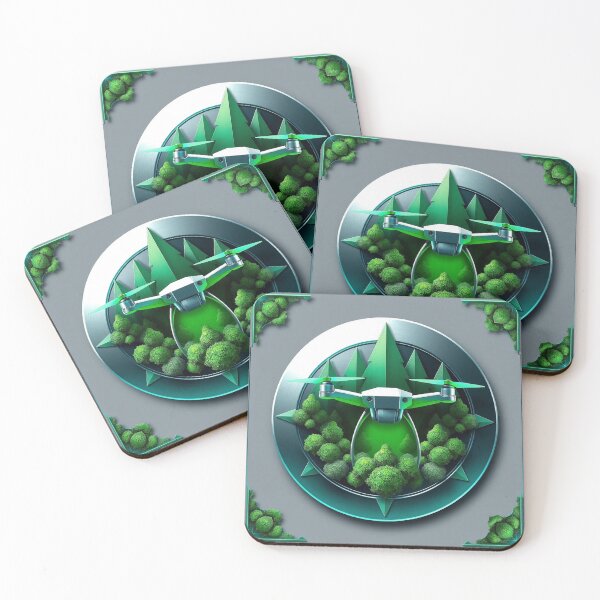 Item preview, Green Eco Drone Foliage Circular Emblem Art designed and sold by IntelliMindDesigns.