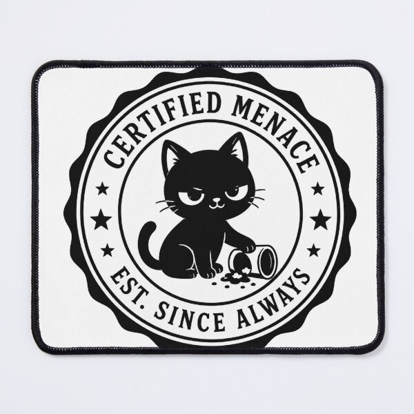Item preview, Certified Menace Cat Funny Badge Shirt Est Since Always Tee Cat Lover Gift Sarcastic Humor Shirt Cat Owner Gift designed and sold by Moonveil_Studio.