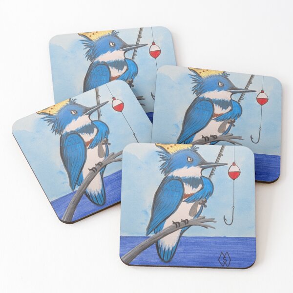Item preview, Belted Kingfisher cartoon  designed and sold by Matt Starr Fine Art .
