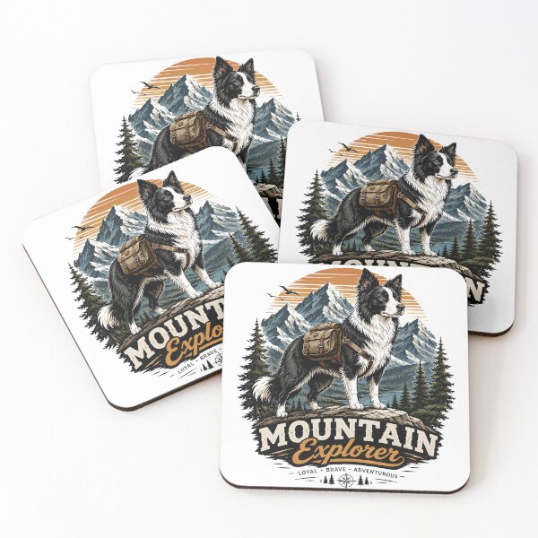 Item preview, Border Collie Mountain Explorer Vintage Adventure Design designed and sold by PawverseDesigns.