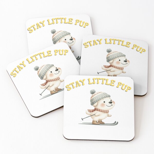 Item preview, Stay Little Pup – Skiing Puppy in Winter Sweater & Beanie designed and sold by MULEWASTUDIOS.