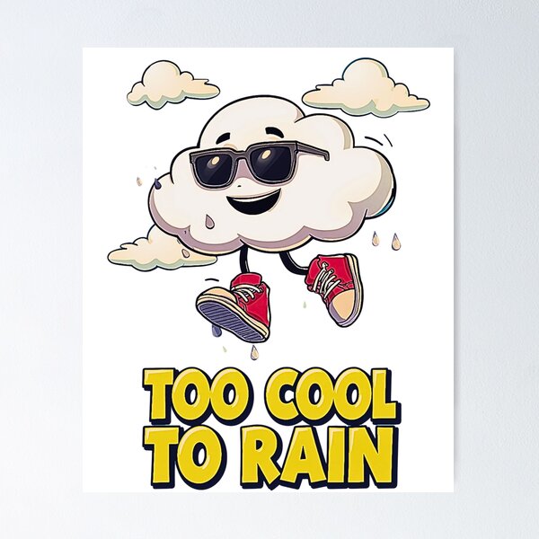 Item preview, Too Cool To Rain – Cartoon Cloud with Sunglasses Retro T-Shirt Design designed and sold by MerchWSzpilkach.