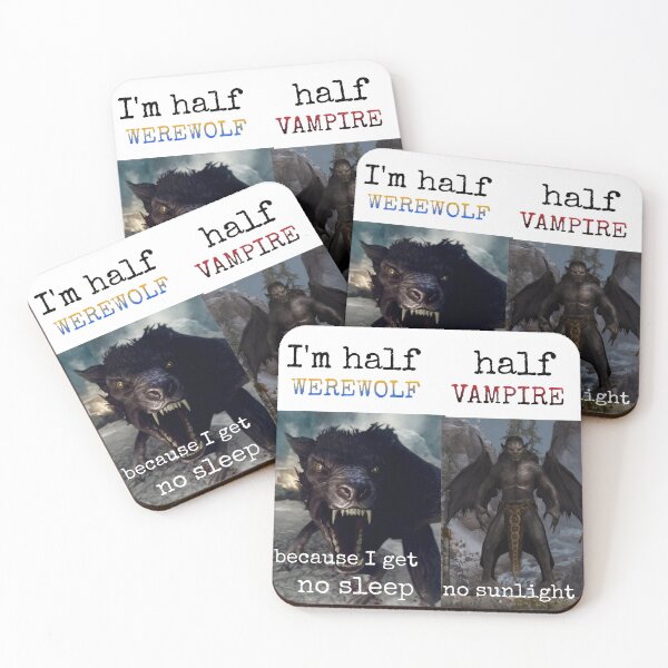 Item preview, Skyrim werewolf vampire lord meme designed and sold by OceanspadeH2O.