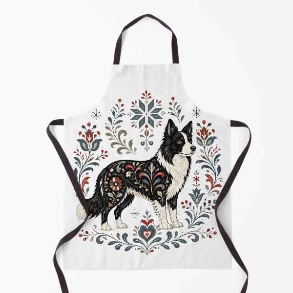 Item preview, Border Collie Scandinavian Folk Art Floral Design designed and sold by PawverseDesigns.
