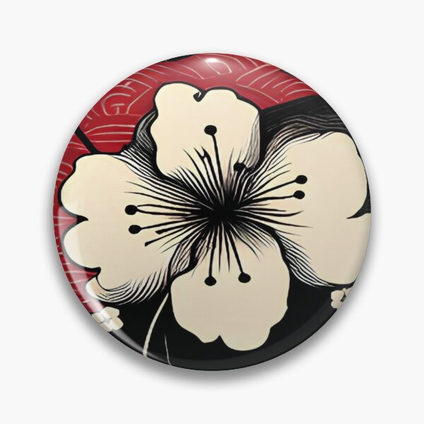 Item preview, Crimson Harmony: Japanese Floral Art with Traditional Wave Motif designed and sold by LiveLearnCreate.