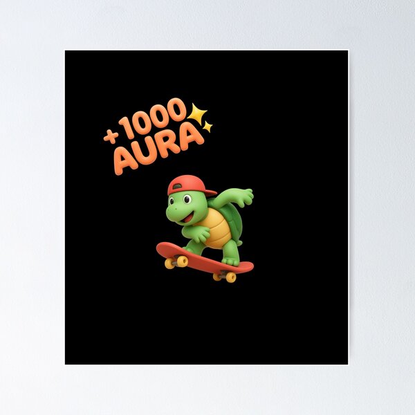 Item preview, 1000 Aura Cute 3D Skateboarding Turtle Sticker designed and sold by thazinart.