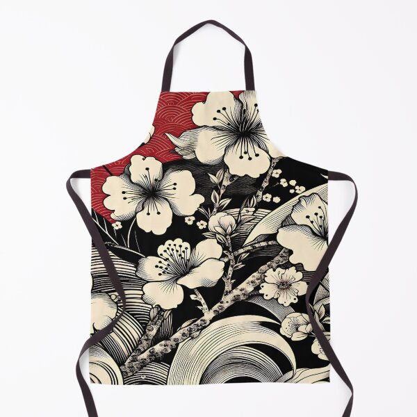 Item preview, Crimson Harmony: Japanese Floral Art with Traditional Wave Motif designed and sold by LiveLearnCreate.