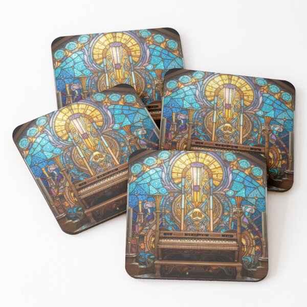 Item preview, Stained Glass Art Nouveau Pipe Organ Cathedral Art designed and sold by pinkal.