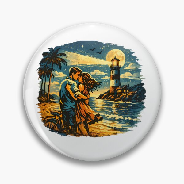 Item preview, Tropical Escape Vintage Beach Vacation Couple designed and sold by OliviaHayesArt.
