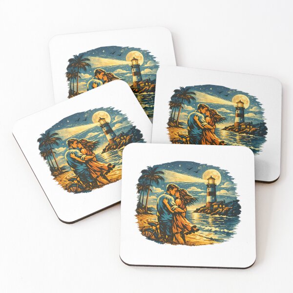 Item preview, Tropical Escape Vintage Beach Vacation Couple designed and sold by OliviaHayesArt.