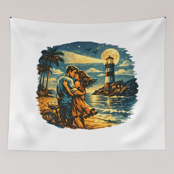 Item preview, Tropical Escape Vintage Beach Vacation Couple designed and sold by OliviaHayesArt.