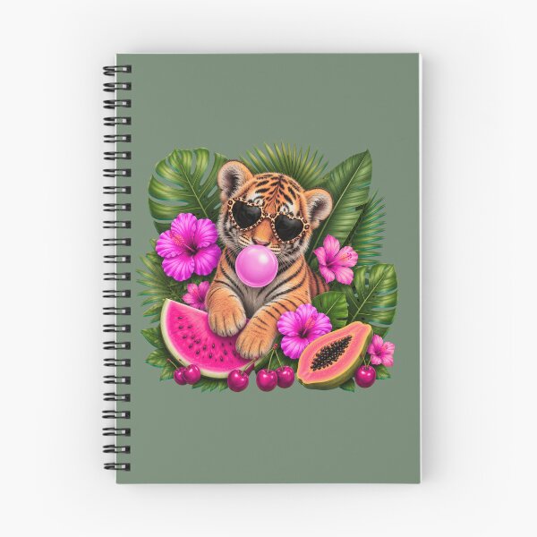 Item preview, Cute Tiger Wearing Leopard Heart Sunglasses Blowing Bubble Gum | Tropical Summer T-Shirt designed and sold by Aimetoi.