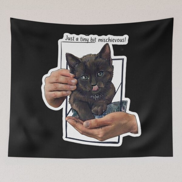 Item preview, Cute Black Kitten Hiding in Pocket – Playful Pet Portrait designed and sold by Fatomfatom.