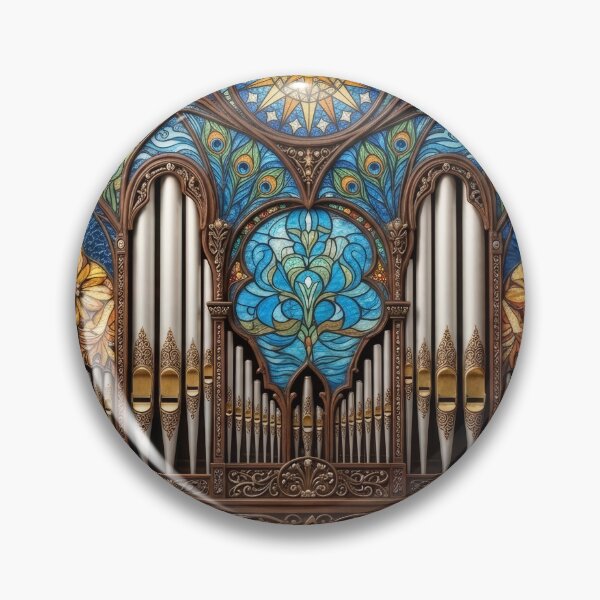 Item preview, Art Nouveau Stained Glass Pipe Organ Wooden Musical Art designed and sold by pinkal.