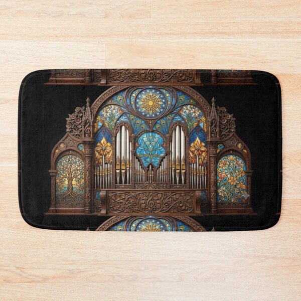 Item preview, Art Nouveau Stained Glass Pipe Organ Wooden Musical Art designed and sold by pinkal.