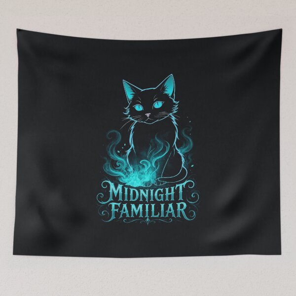 Item preview, Midnight Familiar Black Cat | Mystical Blue Witchy Cat Art designed and sold by LONE SPIRIT CO..