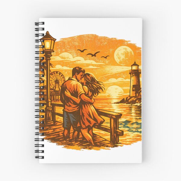 Item preview, Pier Sunset Vintage Beach Vacation Couple designed and sold by OliviaHayesArt.