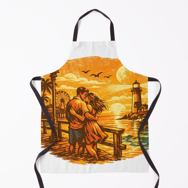 Item preview, Pier Sunset Vintage Beach Vacation Couple designed and sold by OliviaHayesArt.