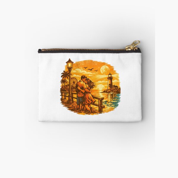 Item preview, Pier Sunset Vintage Beach Vacation Couple designed and sold by OliviaHayesArt.