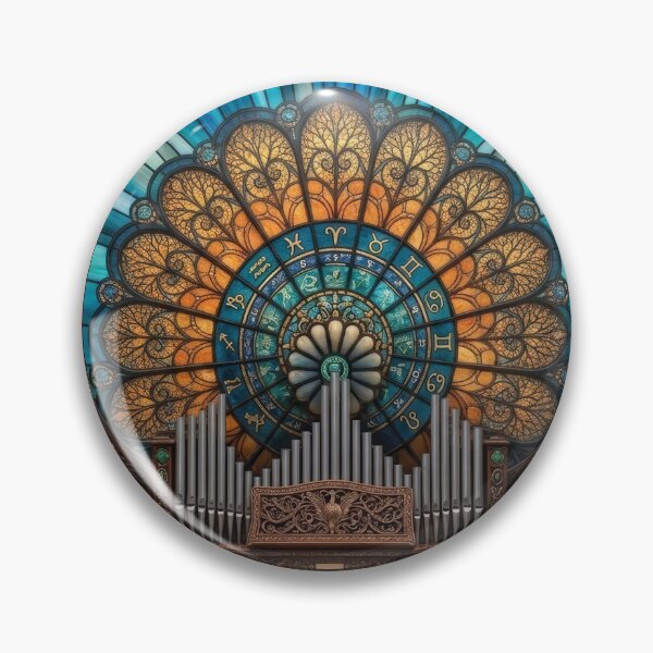 Item preview, Stained Glass Pipe Organ Zodiac Astrology Musical Art designed and sold by pinkal.