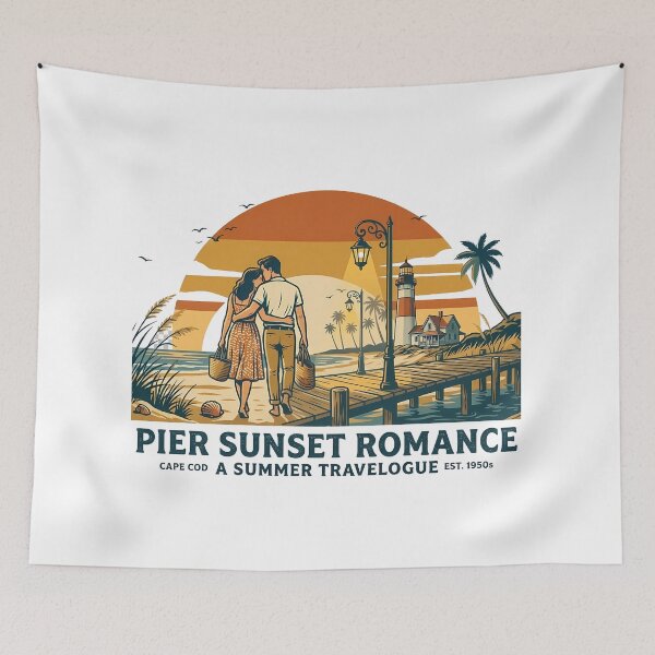 Item preview, Pier Sunset Anniversary Beach Trip Gift for Couples designed and sold by OliviaHayesArt.
