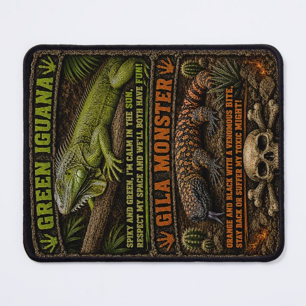 Item preview, Green Iguana vs Gila Monster – Respect or Regret | Funny Reptile Warning Poems designed and sold by Alchemy Forge.