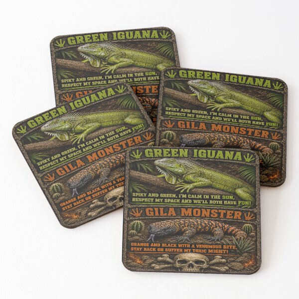 Item preview, Green Iguana vs Gila Monster – Respect or Regret | Funny Reptile Warning Poems designed and sold by Alchemy Forge.