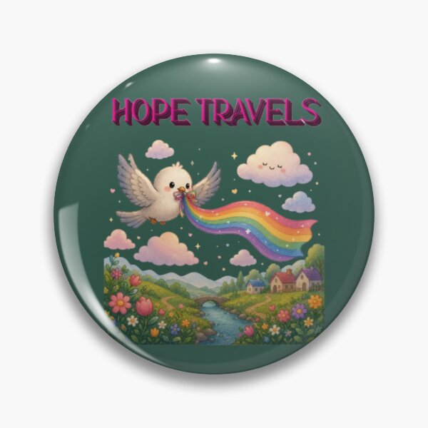 Item preview, Hope Travels Cute Dove Carrying Rainbow Ribbon Art designed and sold by Miheerala.