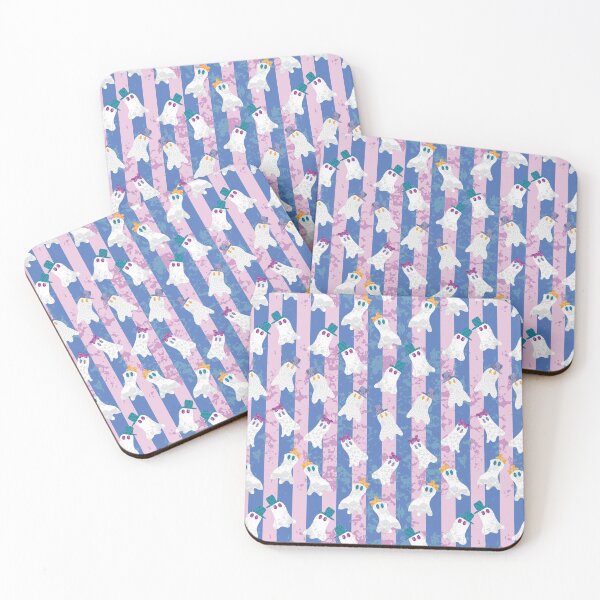 Item preview, Dapper Ghosts on Pink & Blue Stripe designed and sold by Digitalmyth's Designs.