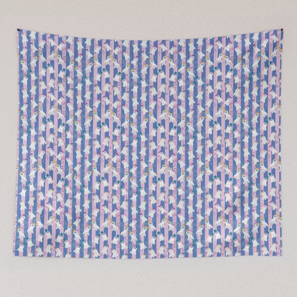 Item preview, Dapper Ghosts on Pink & Blue Stripe designed and sold by Digitalmyth's Designs.
