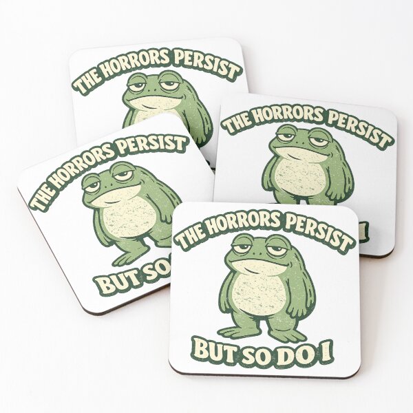 Item preview, The Horrors Persist But So Do I Frog Funny Vintage Retro Shirt Mental Health Humor Gift Relatable Frog Tee designed and sold by Moss & Mellow.