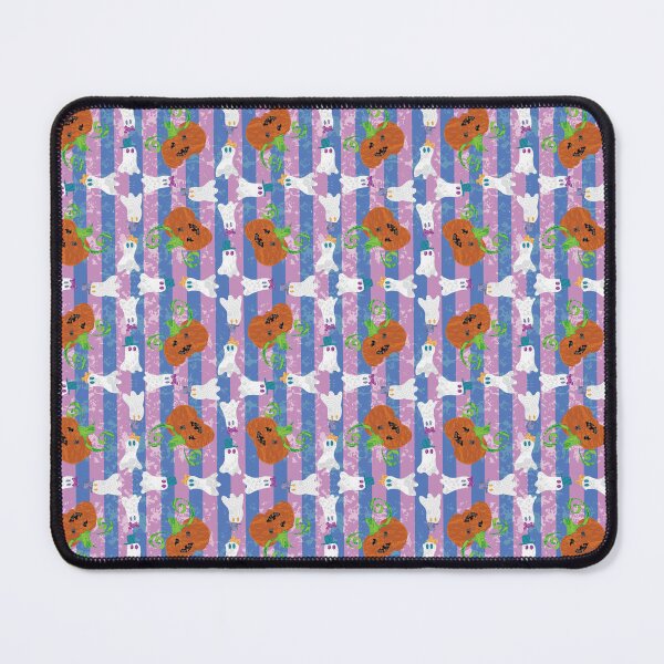 Item preview, Dapper Ghosts & Jack-O-Lantern Squares on Pink & Blue Stripe designed and sold by Digitalmyth's Designs.