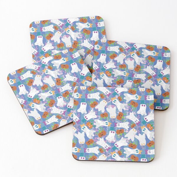 Item preview, Dapper Ghosts & Jack-O-Lantern Scatter on Pink & Blue Stripe designed and sold by Digitalmyth's Designs.