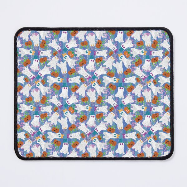 Item preview, Dapper Ghosts & Jack-O-Lantern Scatter on Pink & Blue Stripe designed and sold by Digitalmyth's Designs.