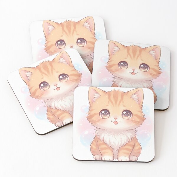 Item preview, Super Cute Kawaii Orange Tabby Kitten Cartoon designed and sold by Stickivo.