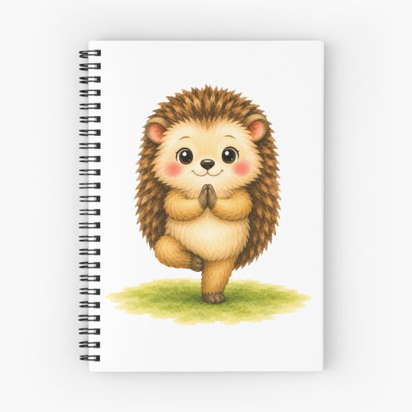Item preview, Tree Pose Hedgehog Yoga Watercolor Print designed and sold by YogiAnimalArt.