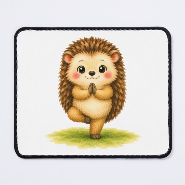 Item preview, Tree Pose Hedgehog Yoga Watercolor Print designed and sold by YogiAnimalArt.