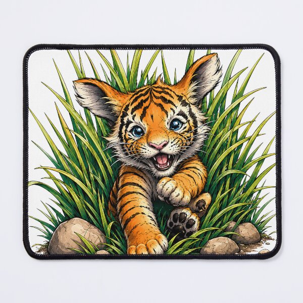 Item preview, Cute Baby Tiger Fantasy Creature Illustration | Tiger Cub Animal Art designed and sold by bambooks.tabooks.