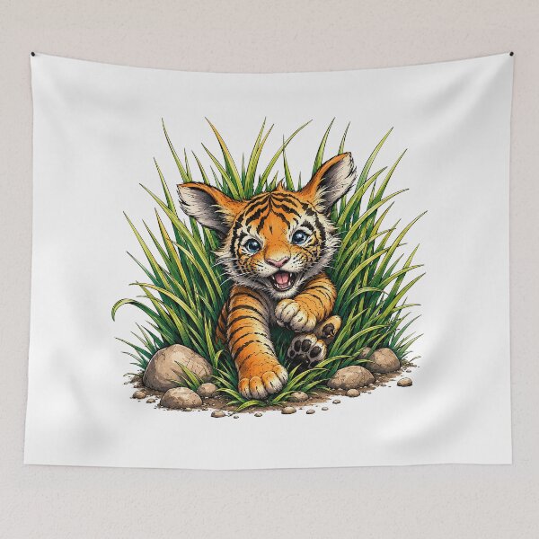 Item preview, Cute Baby Tiger Fantasy Creature Illustration | Tiger Cub Animal Art designed and sold by bambooks.tabooks.