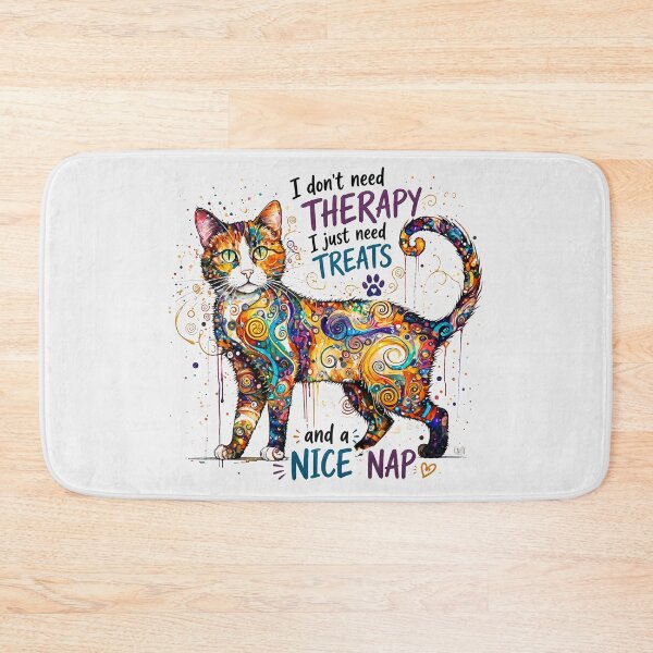 Item preview, I Don’t Need Therapy, I Need Treats and a Nice Nap | Colorful Cat Art designed and sold by LONE SPIRIT CO..